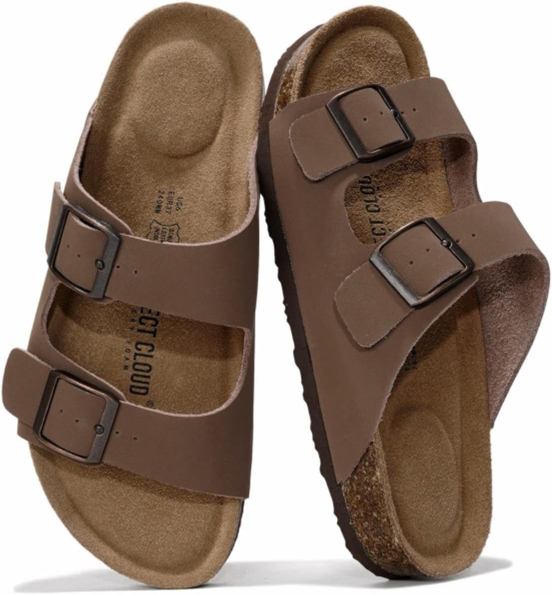 Project Cloud Genuine Leather Flat Sandals Beach Essentials Womens Sandals Memory Foam Vacation Essentials Slides for Women Footwear (Venita)