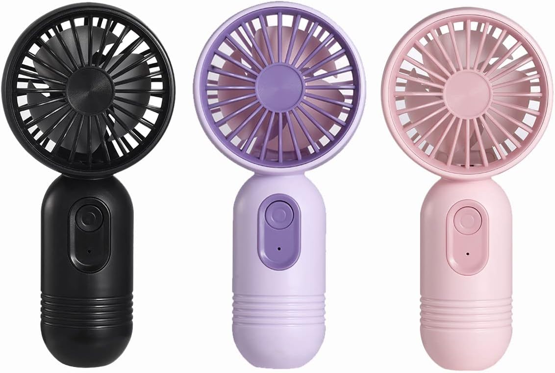 Mini Portable Fan 3 Pack, Cute Handheld Battery Operated Lightweight Small Personal Fan with 3 Speeds and USB Rechargeable Eyelash Fan for Stylish Girl Kids Women Men Office Outdoor Travel Camping